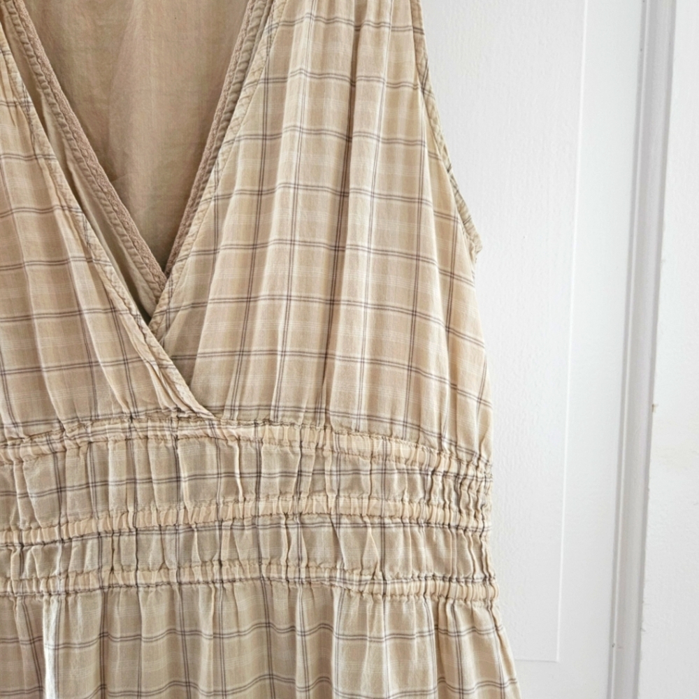 Converse Sleeveless Taupe Plaid Sundress M